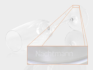 Champagne glass with laser-engraved brand logo "Nachtmann"